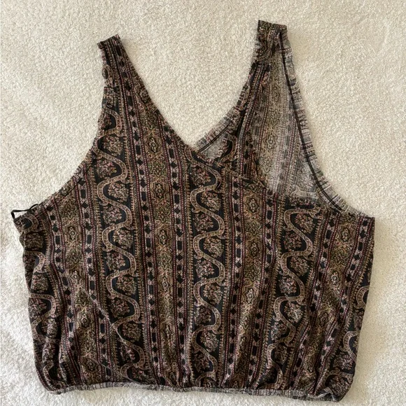 We The Free Black and Brown Embellished Cropped Tank Top - Picture 6 of 7